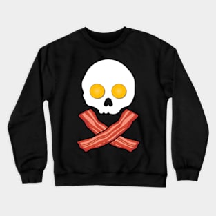 Bacon and Eggs Skull Crossbones - Fried Breakfast Crewneck Sweatshirt